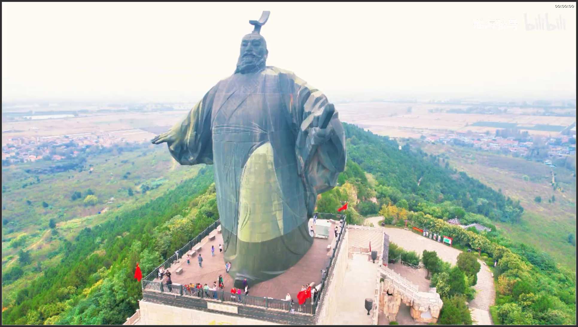 167 河南 航拍 亚洲最大的历史人物雕像芒砀山大汉雄风